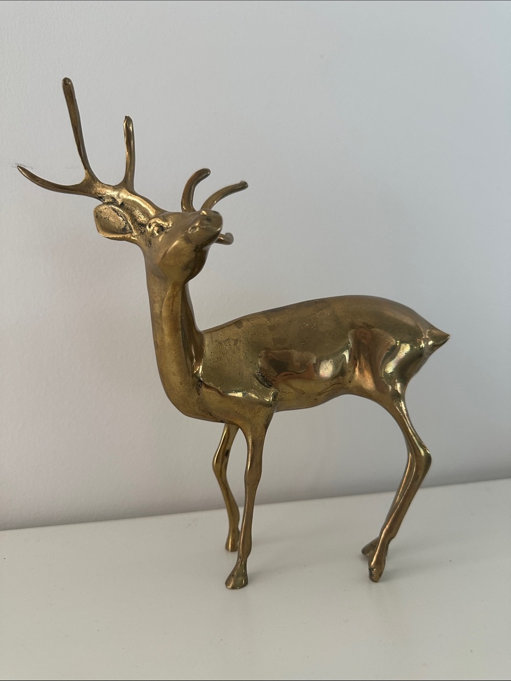 Vintage Mid Century Brass Deer Shelf Decor Piece